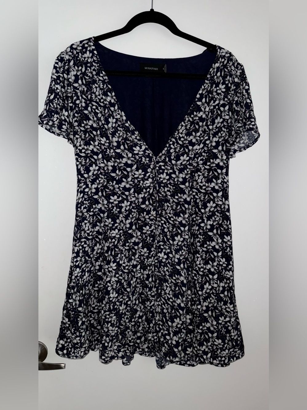 MINKPINK Navy Floral V-Neck Women's Dress